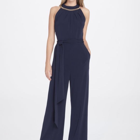 tahari navy jumpsuit